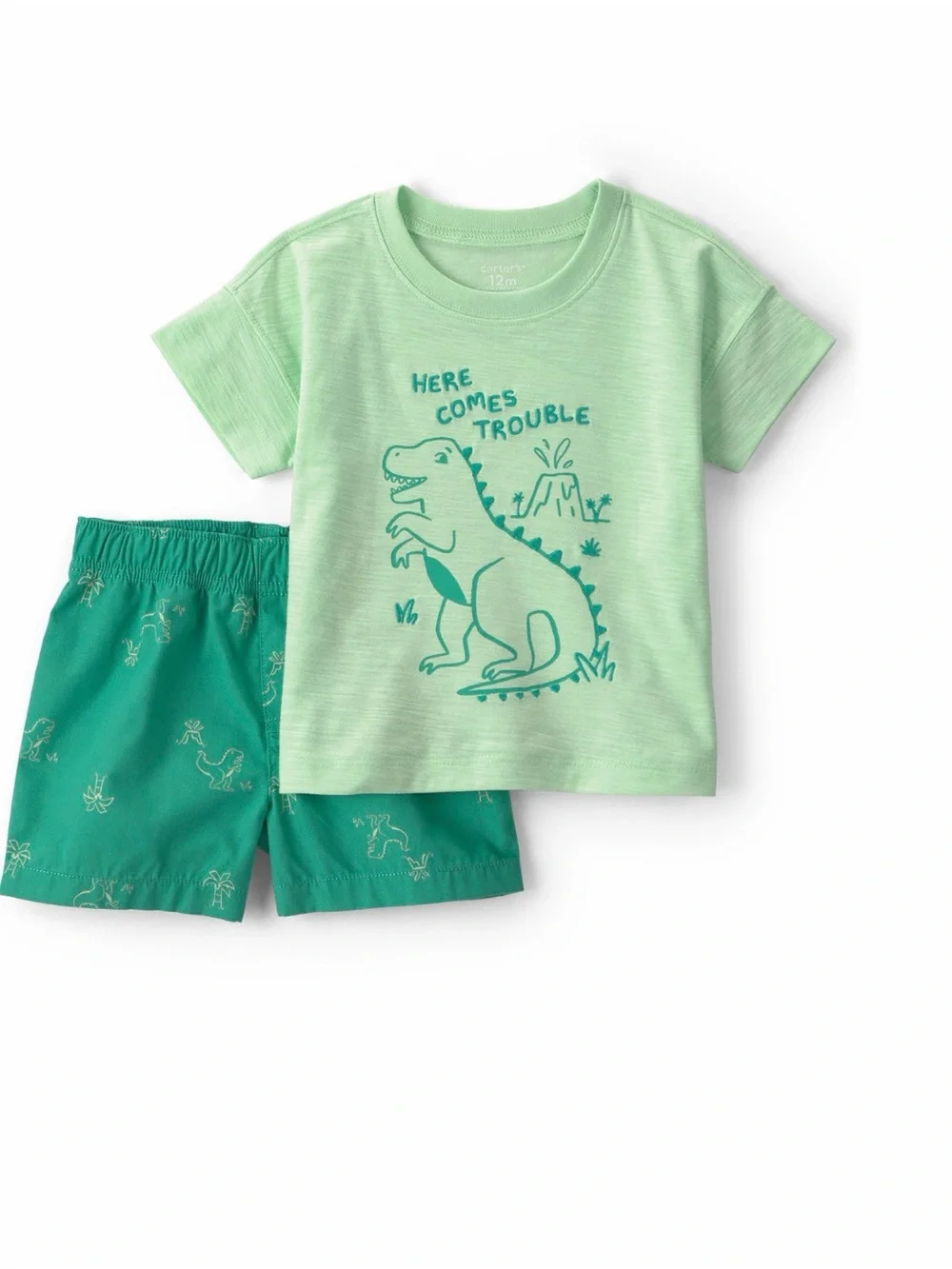 Carter’s Baby Boys' Dinosaur T-Shirt and Shorts, 2-Piece Set